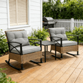 thumbnail image 2 of Enyopro 3 Pieces Outdoor Rocking Chair Set, Patio Rattan Furniture Set with 2 Rockers and 1 Side Table, for Porch, Backyard, Deck, Gray, 2 of 9