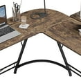 thumbnail image 3 of Somdot L Shaped Corner Gaming & Computer Desk w/ Monitor Stand, Brown Wood, 3 of 9