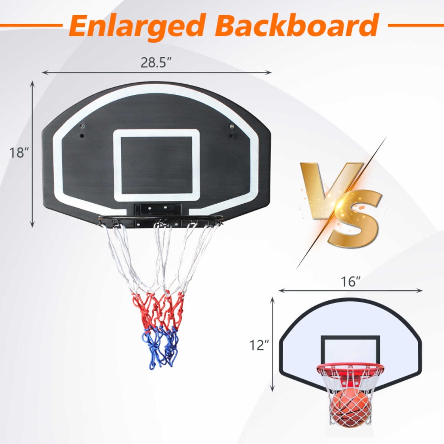 Wall-Mounted Basketball Hoop with Large 28.5"x18" Shatter-Proof Backboard
