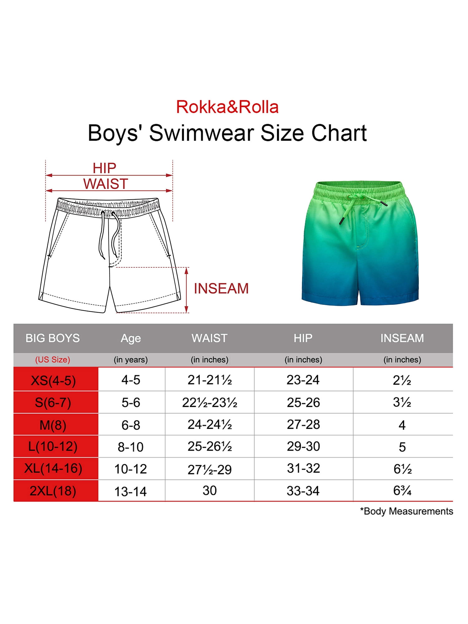 Rokka&Rolla Boys' Swim Shorts with Compression Liner