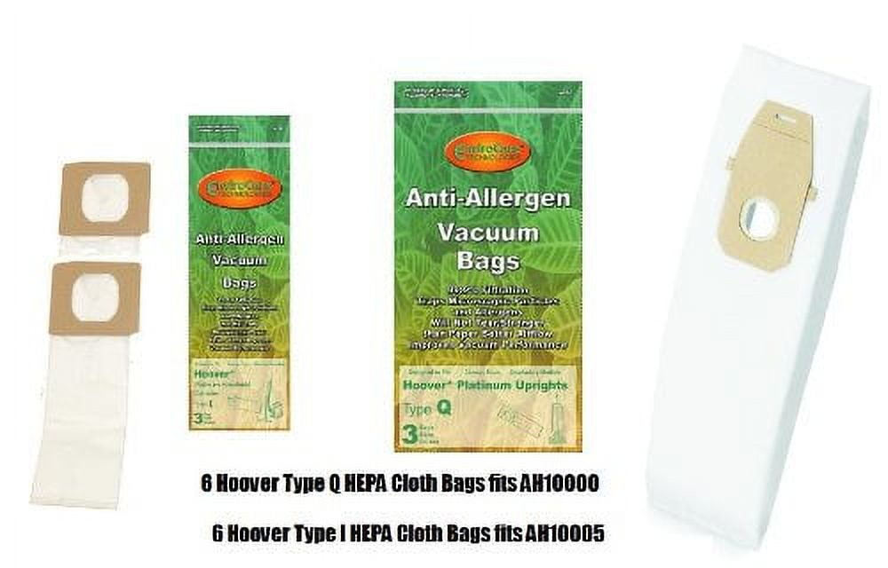 6 DVC Hoover Type Q HEPA Cloth Style UH10000 + 6 Hoover Stype I HEPA Cloth Allergen Platinum UH30010COM Vacuum Bag