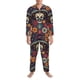 thumbnail image 3 of Fotbe Skulls and Flowers Pijama de Hombre con Estampado de Manga Larga, Conjunto de 2 Piezas, Ropa de Dormir Suave y Cómoda con Bolsillos-Small, 3 of 7
