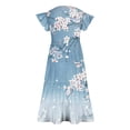 thumbnail image 4 of LOVZFMLL Robe d'Été à Fleurs pour Filles Manches Courtes Poches à Volants Col Rond Imprimé pour Enfants, 4 of 5