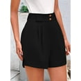 thumbnail image 4 of Womens Casual 2025 Trendy Summer Elastic High Waisted Pleated Side Slit Business Work Shorts Pockets, 4 of 7