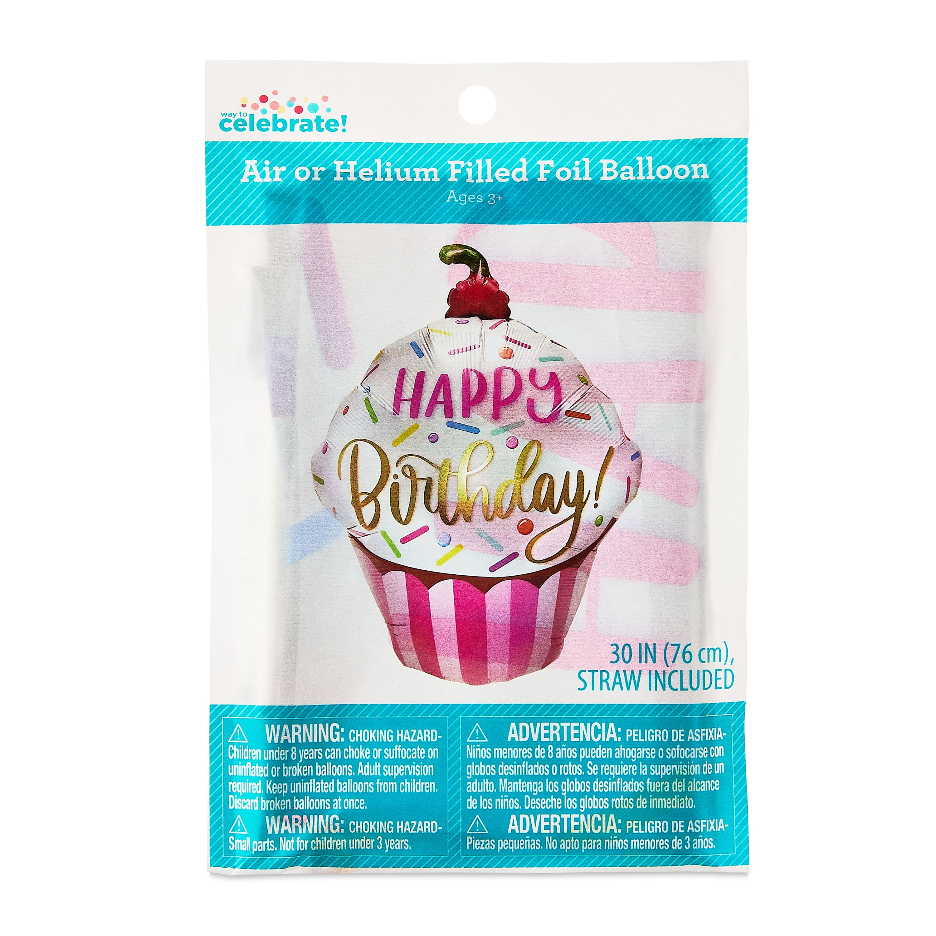 35" Multicolor Happy Birthday Cupcake Foil Balloon, by Way To Celebrate
