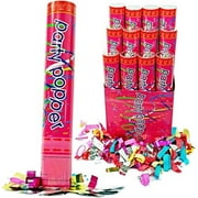 12/Pack 12 Inch Confetti Cannons Air Compressed Party Poppers Indoor and Outdoor Event For Any Party New Years Eve or Wedding Celebrations Shoot Streamers