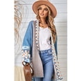 thumbnail image 5 of Cardigan for Women Long Sleeve Contrasting Color Print Open Front Knit Oversized Cardigan Dark Blue L, 5 of 7