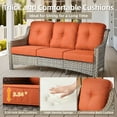 thumbnail image 4 of Ovios Outdoor Patio Sofa 3-Seater with Cushions All-Weather Wicker Rattan Couch for Garden, Porch, or Backyard, 4 of 7