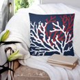 thumbnail image 3 of 20x20 Pillow Covers Set of 2, Red White Coral Throw Pillow Covers Decorative Couch Cushion Case, Summer Ocean Nautical Coastal Navy Blue Microfiber Square Pillowcases for Bedroom Car Living Room, 3 of 7