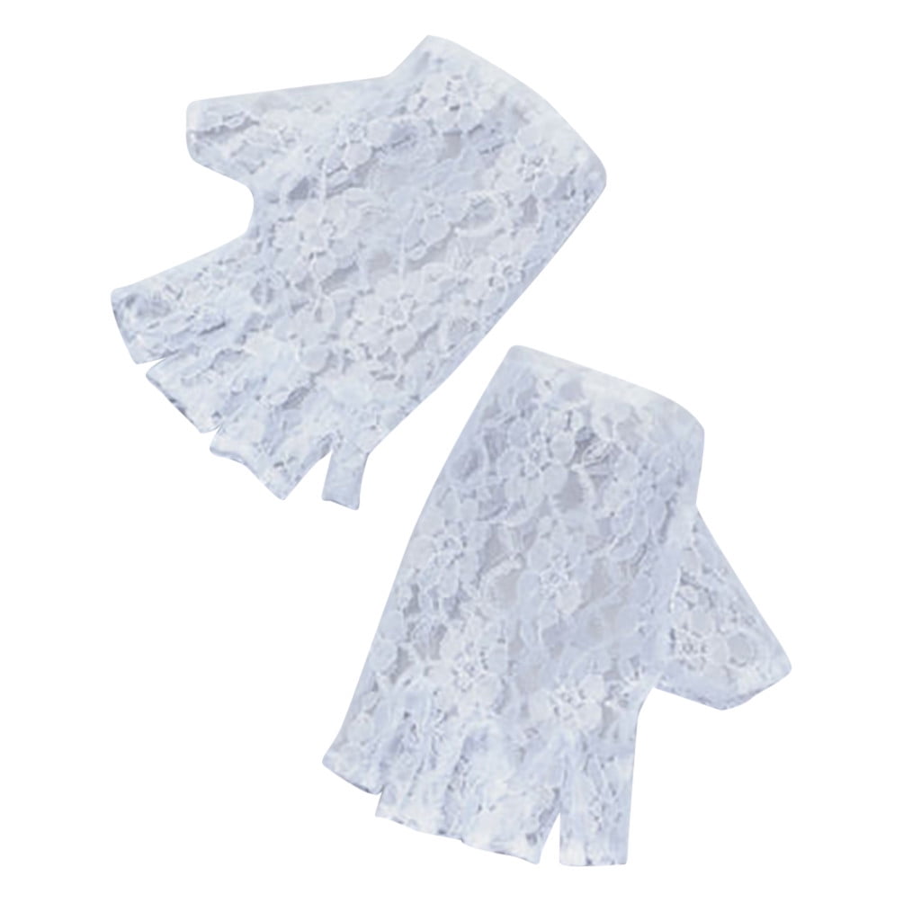 White Short Fingerless Gloves Madonna Costume Accessory main image 1