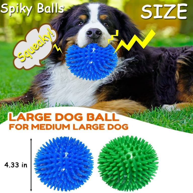 FunChaos 2 Pack Dog Squeaky Toys Spiky Dog Balls Chewing Toy for Aggressive Chewers Squeaky Dog Balls Puppy Teething Toys Interactive Fetch Balls