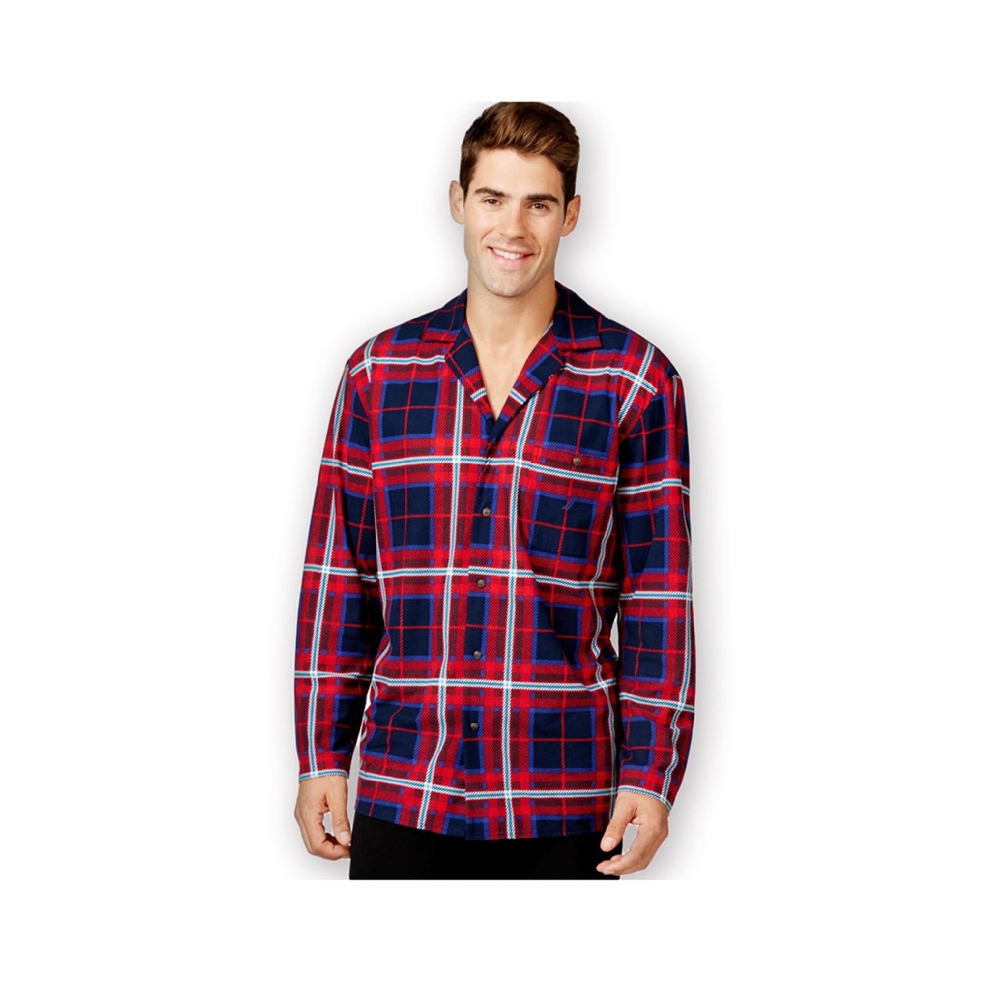 Nautica Mens Fleece Button Down Pajama Shirt Maritmnavy L Walmart Canada