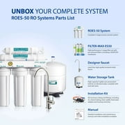 APEC Water ROES-50, 5-Stage Under-Sink Reverse Osmosis Drinking Water Filter System, 50 GPD, WQA Certified, Removes 99% Contaminants