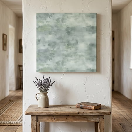 Ships Next Day Canvas Wall Art 16 x16 Vintage Green Wood Framed Canvas Print Painting Modern Abstract Art Oil Painting Ready to Hang Picture Wall Decor for Home Bedroom Kitchen Office