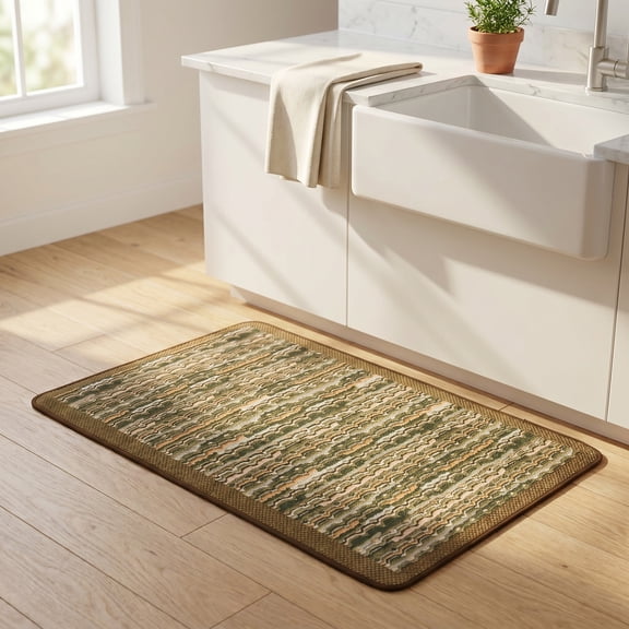 REGALWOVEN Kitchen Rugs Non-Slip Rubber Backing Kitchen Mats for Floor, Oil Absorbent Runner Rug for Laundry Room, Entryway Brown 28" x 18"