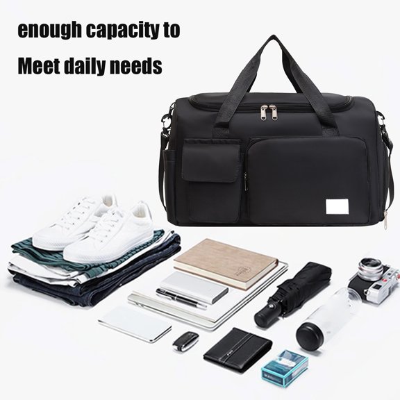 COM1950s Dry Wet Separation Gym Bag with Shoe Compartment,Large Capacity Sports Travel Duffel Bag,Water-Proof Pocket & Carry-On Friendly Design for Fitness Yoga Swimming Business Trips