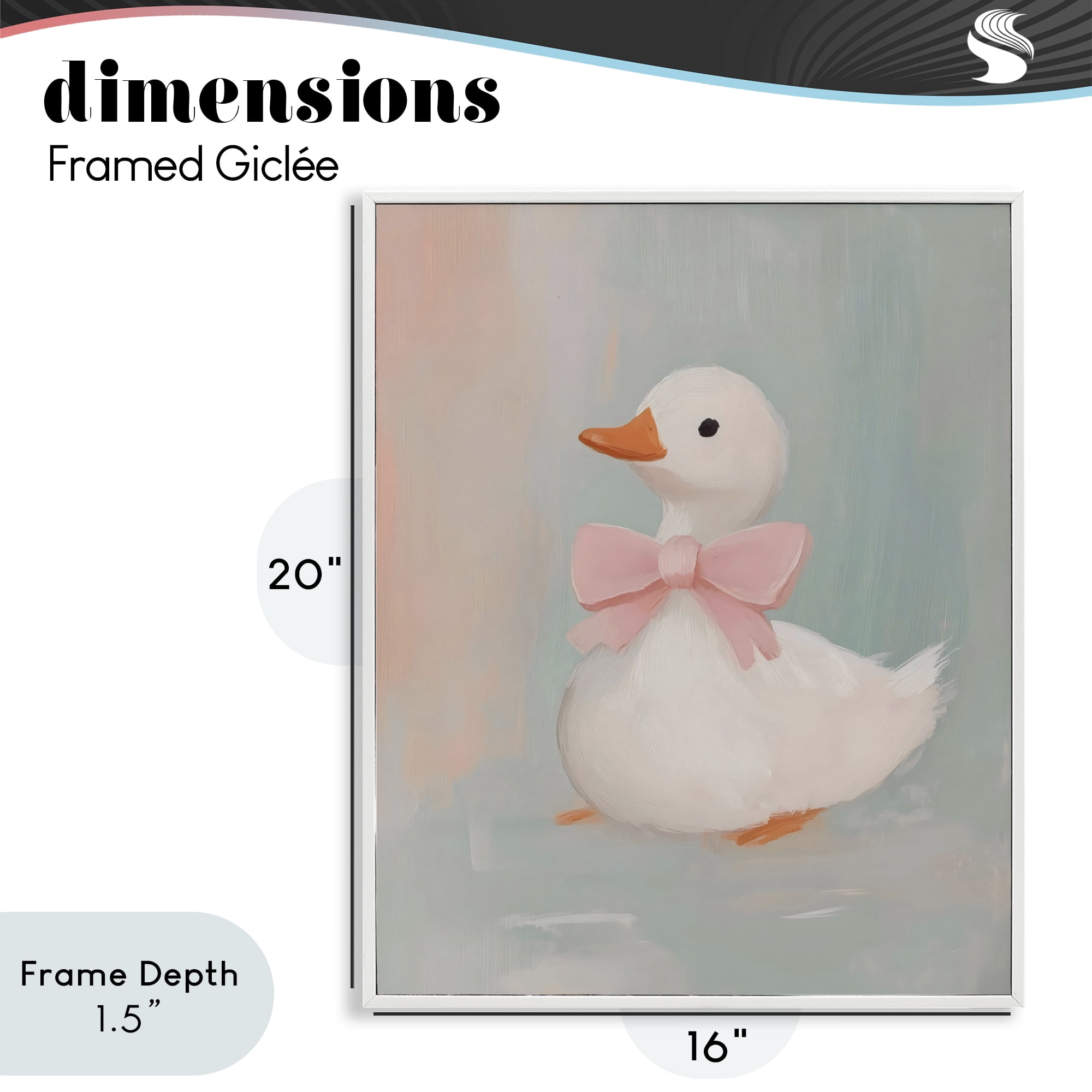 Stupell Industries Duckling Portrait with Bow White Framed Giclee Art, design by The Prints Vibe