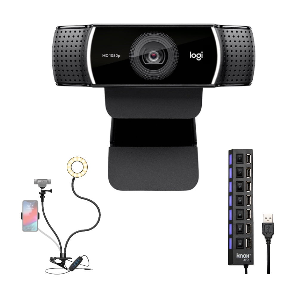 kant skrot Virus Logitech C922 Pro Stream 1080p Webcam with Ring Light and USB Hub -  Walmart.com