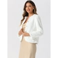 thumbnail image 4 of DARING DIVA Women's Faux Fur Long Sleeve Fluffy Outerwear Coat XS White, 4 of 6