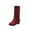 Red, variant on Fesfesfes Fuzzy Boots for Women Suede Mid-boots With Inner Raised Round Ethnic Style Wool Barrel US:5.5(36)