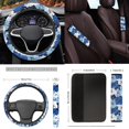 thumbnail image 5 of Yuyamidu Blue Hibiscus Car Seat Cover Set of 15 Blue Flower Car Floor Mats Steering Wheel Cover Seat Belt Covers Handbrake Cover Set Coasters for Truck Van SUV Sedan, 5 of 6