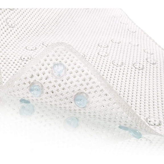 GFJASH-Shower and Bath Mat,Non-Slip Machine Washable and Extra Large Bathtub Mats with Drain Holes and Suction Cups Soft Foam Tub Mats-36” X 17”,White