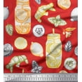 thumbnail image 1 of Soimoi Poly Georgette Fabric Lemon Slice Jar,Cucumber & Ginger Vegetable Print Fabric by Yard 42 Inch Wide, 1 of 3
