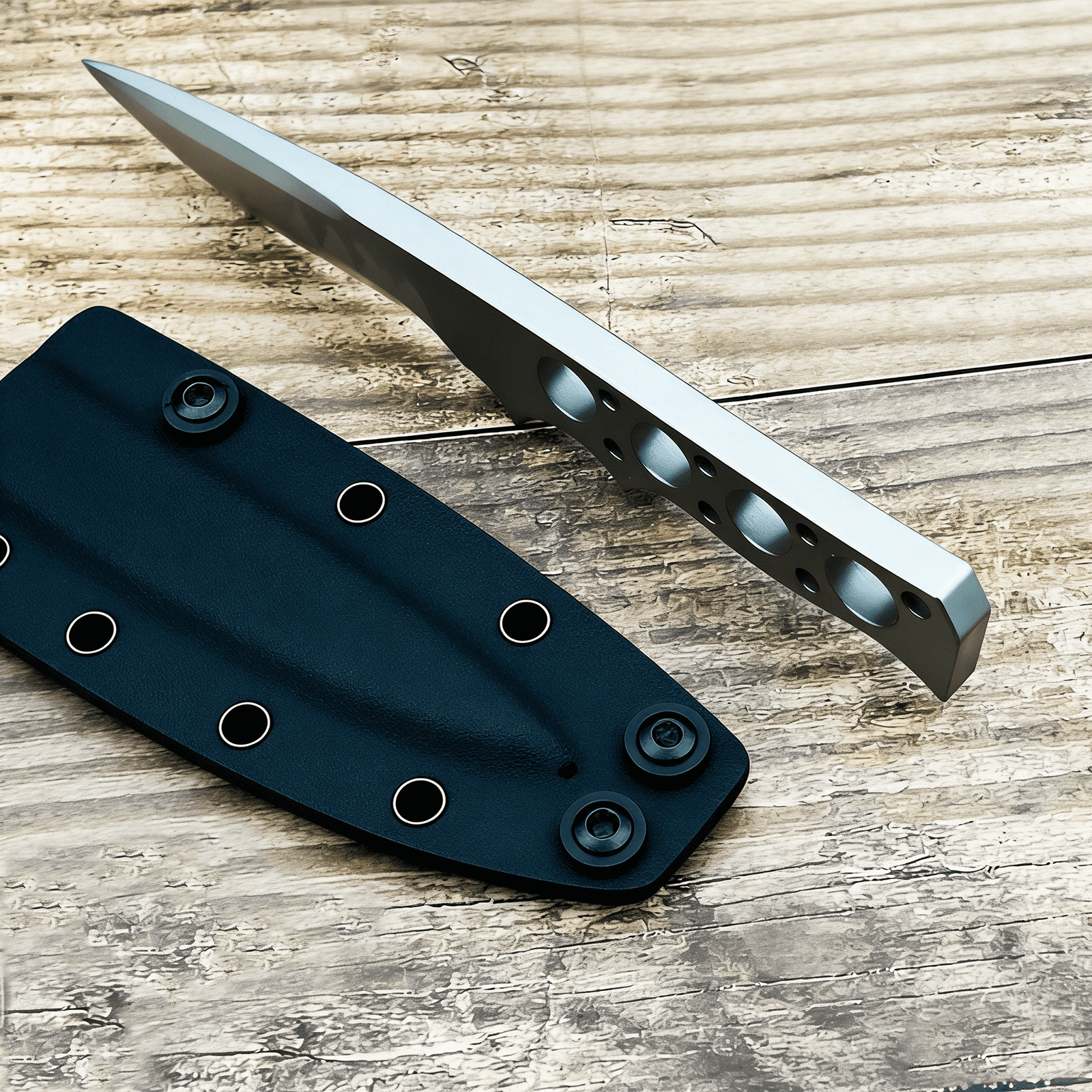 8.15'' Full Tang Fixed Blade Utility Knife, D2 Steel, with Kydex Sheath for Camping & Outdoor Tasks