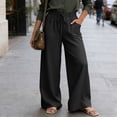 thumbnail image 2 of Enjoytime Womens Wide Leg Pants High Waist Drawstring Beach Trousers Summer Loose Casual Vacation Plus Size Pants, 2 of 8