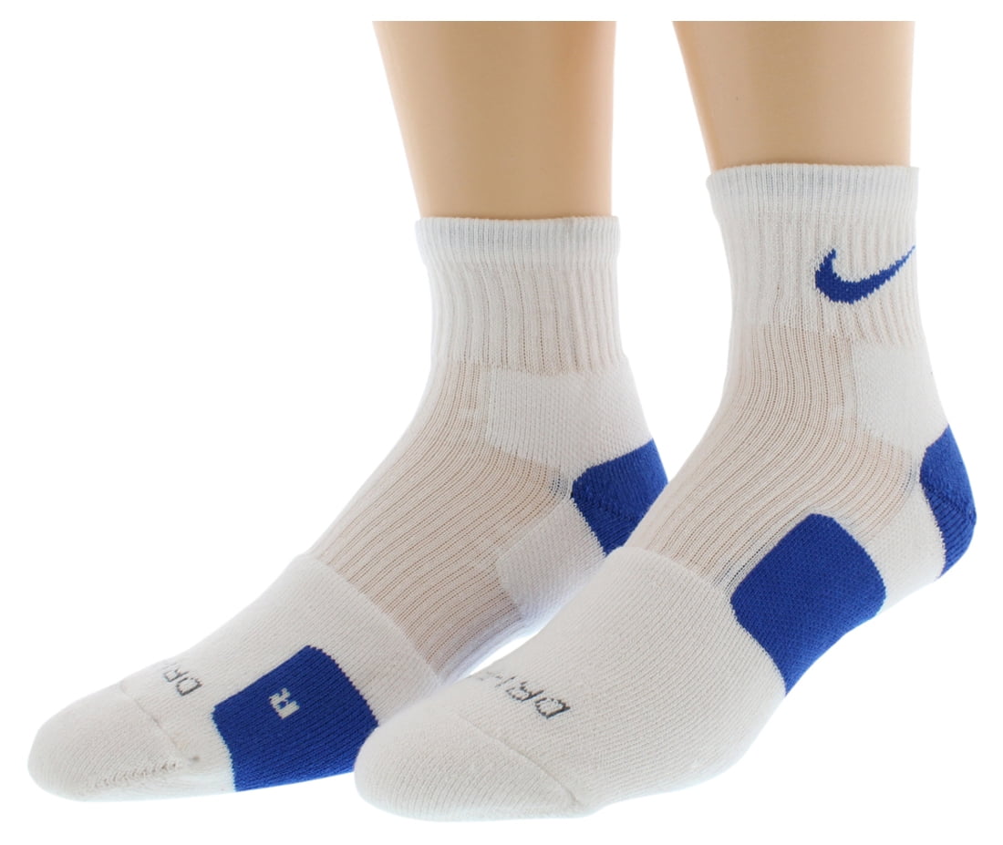 Nike Mens Elite Basketball High Quarter Socks White/Blue Walmart