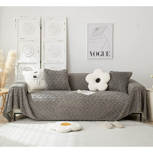 Velvet Cover for Universal Sofa Section (Love Sofa, Gray)
