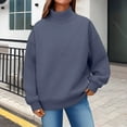 thumbnail image 2 of Sweaters For Women Oversized Mock Neck Pullover Long Sleeve Sweatshirt Fleece Lined Drop Shoulder Solid Color Casual L Womens Sweaters, 2 of 9