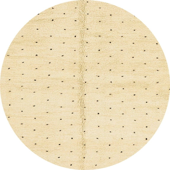 Ahgly Company Machine Washable Indoor Round Abstract Khaki Gold Area Rugs, 3' Round
