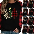 thumbnail image 2 of larppty Merry Christmas Shirts for Women Xmas Buffalo Plaid Long Sleeve Holiday Casual Pullover Tops 2025 Fashion (Wine, S), 2 of 5