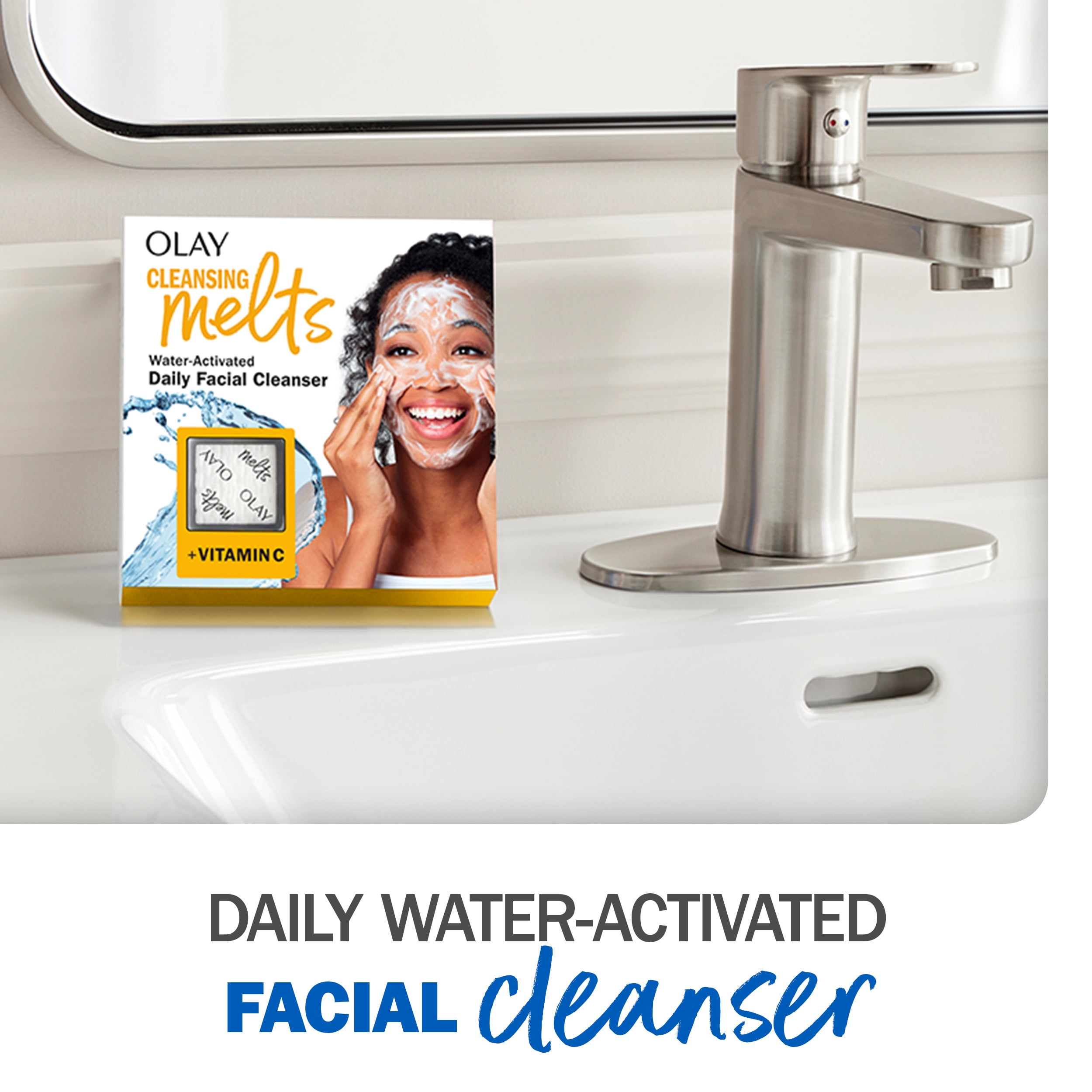 (2 pack) Olay Cleansing Melts + Vitamin C Face Wash, 12 count, Water-Activated Face Wash Cleans, Tones, and Refreshes Skin