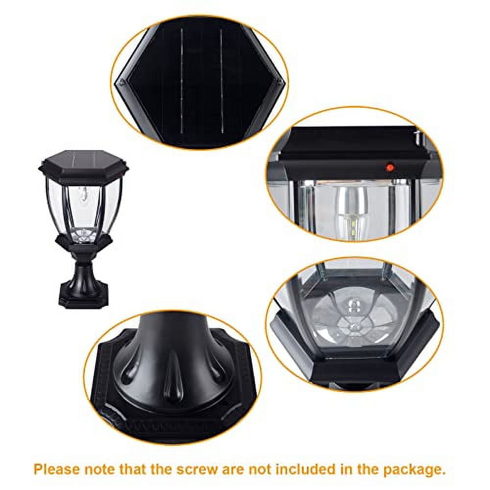Kendal Solar Post Lights Outdoor, Waterproof Fence Solar Powered Pillar LED Light, Solar Deck Post Lights Decorations Porch Railing Patio with Clear Glass, Warm White, Black