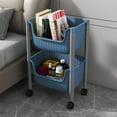 thumbnail image 4 of YOTQUSKI 2 Tier Utility Carts with Wheels, Rolling Kitchen cart, Rolling Cart Organizer with Lockable Casters for Office, Living Room, Laundry, 22.44x14.76x10.03 in, 4 of 6