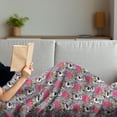 thumbnail image 3 of Dog Lover Soft Flannel Fleece Throw Blanket, Repeating Pattern of Doodle Puppy with Long Ears Glasses and Crown, Cozy Plush for Indoor and Outdoor Use, 50" x 70", Pink Multicolor, by Ambesonne, 3 of 5