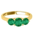 thumbnail image 2 of Mauli Jewels Rings for Women 1.85 Carat Three Stone Round Shaped Emerald Ring prong 10K Yellow Gold, 2 of 7
