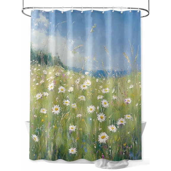 Fsddascl Spring Floral Shower Curtain Set - 72" x 78" Washable Bathtub Curtain with 12 Hooks, Pastoral Botanical Oil Painting Modern Art Waterproof Fabric Stall Shower Curtains for Bathroom/Bathtub