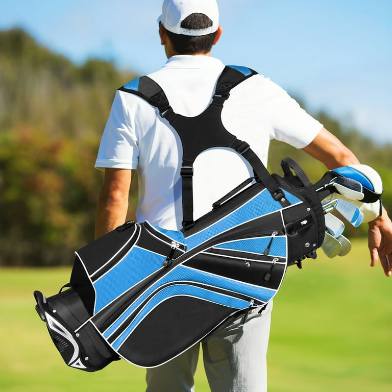 Gymax Golf Carry Bag Golf Stand Bag 6 Way Divider w/ Straps & 7