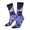 thumbnail image 2 of Uemuo Night Sky Winged French Bulldog Pattern Women's Crew Socks, Soft Durable Breathable Moisture-Wicking with Odor Control Cotton socks, 2 of 9