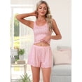thumbnail image 2 of DARING DIVA Women's Ruffle Trim  Ruffled Camisole Tank Top and Shorts Pajamas Set XS Pink, 2 of 7