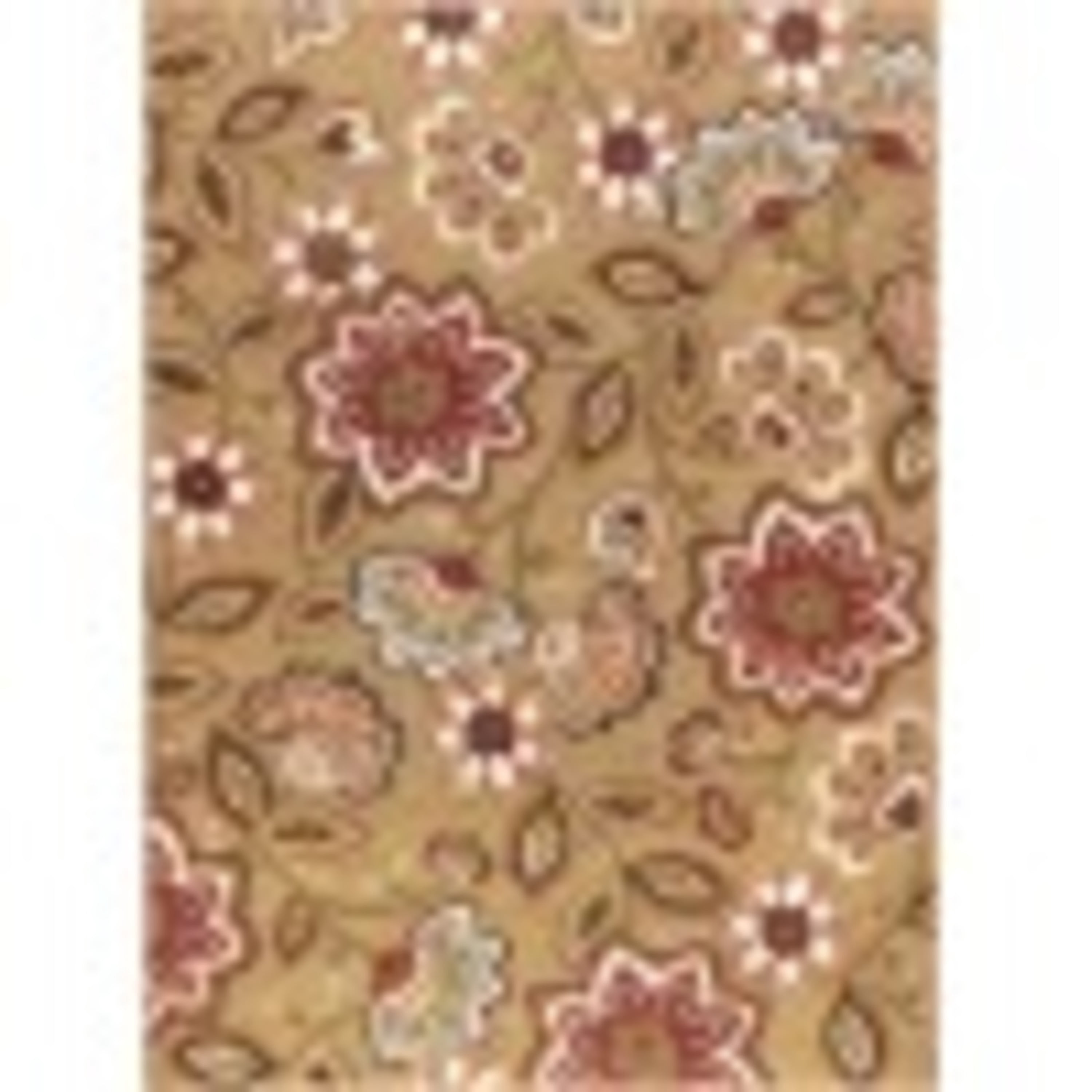Transitional 5x7 Area Rug (5' x 7') Floral Beige, Brown Living Room Easy to Clean