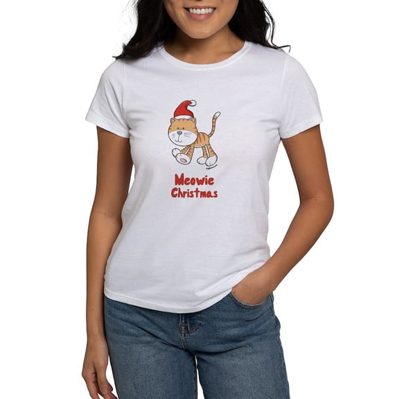 CafePress - Christmas Kitty Women's T Shirt - Women's Classic T-Shirt