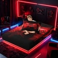 thumbnail image 4 of meiyoeat Neon Green Smoke Gaming Twin Sheet Sets for Boys Teens, Video Game Gamer Bedding, Black Red, 3-Piece, 1 Flat Sheet, 1 Fitted Sheet and 1 Pillowcase, 4 of 6