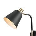 thumbnail image 6 of Globe Electric 51374 Novogratz x Globe 1-Light Plug-In or Hardwire Wall Sconce, Matte Black - Antique Brass Accents, Black Cloth Cord, 6 of 9