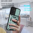 thumbnail image 3 of Feishell Compatible with Samsung Galaxy A13 5G Case with Sliding Camera Lens Cover and Ring Kickstand Heavy Duty Military Grade Protection Phone Shockproof Back Cover for Samsung A13 5G, Green, 3 of 7
