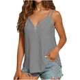 thumbnail image 2 of qolati Womens Eyelet Tank Tops Half Zip V Neck Sleeveless Summer Top Spaghetti Strap Beach Shirt Loose Fit Beach Vacation Flowy Blouses, 2 of 8