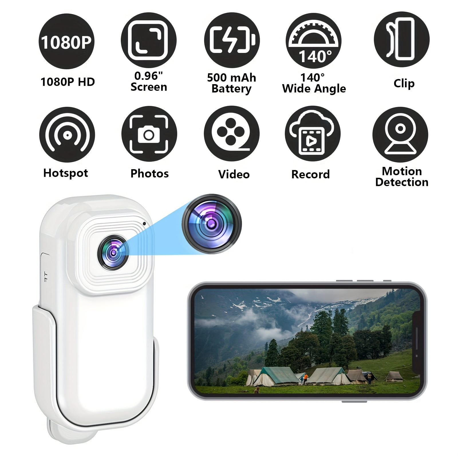 Miniature Body Camera, Thumb-Sized Wearable Camera with Audio Video Recording, Hands-Free POV Vlogging Camera for Hiking, Fishing, Travel, Outdoor Adventure Gear